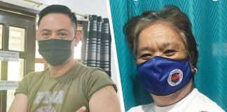 (left) Major Cenon Pancito II: “I am a living example that people should not fear the COVID-19 vaccine. The best vaccine is the one available on the shelf;" “I am encouraging healthcare workers nga magpa-vaccine na para maproteksyonan man kontra sa COVID-19,” says Dr. Cynthia Cabangal-Ng.
