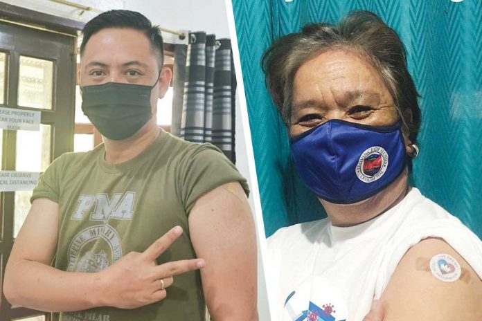 vaccine (left) Major Cenon Pancito II: “I am a living example that people should not fear the COVID-19 vaccine. The best vaccine is the one available on the shelf;" “I am encouraging healthcare workers nga magpa-vaccine na para maproteksyonan man kontra sa COVID-19,” says Dr. Cynthia Cabangal-Ng.