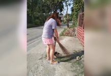 ‘Staying home pushed dengue cases down’ A woman cleans the area in front of her house in Barangay PHHC Block 22, Mandurriao, Iloilo City. Staying home amid the coronavirus pandemic gives people more time to “search and destroy” possible breeding areas of mosquitos, according to the Department of Health. PHOTO BY PAUL ALDRIN MATUNDING