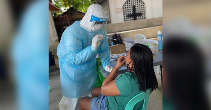 aklan An Aklanon undergoes a nasal swab for coronavirus testing. Aklan, which is currently under modified general enhanced community quarantine, recorded 1,819 cases with 42 deaths since the start of the pandemic last year. PHOTO AKLAN PESU