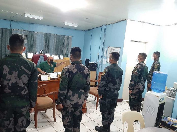 These five policemen appear at the National Police Commission regional office in Iloilo City for an initial investigation. They may face administrative and criminal charges. A neophyte policeman claimed he was subjected to hazing. PHOTO ATTY. JOSEPH CELIS