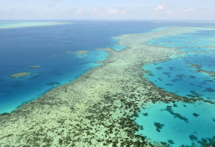 barrier-reef This aerial photo shows the Great Barrier Reef in Australia. On Tuesday, Australia said it will fight a recommendation for the Great Barrier Reef to be listed as in danger of losing its World Heritage values due to climate change. KYODO NEWS VIA AP