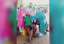PROTECTION. Ninety-year-old Lorenzo Desales of Barangay Idio, Sebaste, Antique avails himself of the vaccine against coronavirus disease. He is the second oldest resident of Antique to get inoculated, according to the Integrated Provincial Health Office. PHOTO COURTESY OF BARANGAY CAPTAIN PAMELA SOCORRO AZUCENA