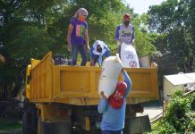 The Office of Civil Defense in Region 6 releases 100 sacks of rice to the Guimaras provincial government for distribution to locked down households and quarantine facilities. PHOTO FROM THE FACEBOOK PAGE OF THE PROVINCE OF GUIMARAS