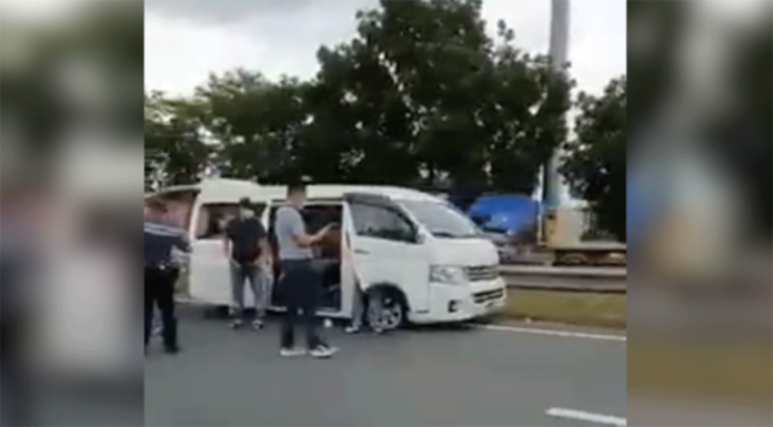 shootout The white Toyota Hi-Ace van allegedly used by the kidnap gang. SCREENGRAB FROM A CONTRIBUTED VIDEO