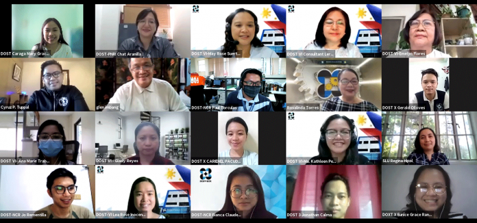 Participants from the DOST Research and Development Institutes and regional offices, academe, and a representative from the industry attend the online Technology Scanning Report Vetting for Healthcare and Wellness Industry.