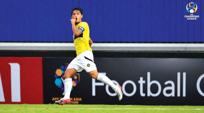 ilonggo-bedic Ilonggo Jovin Bedic gestures after scoring a goal for Kaya Futbol Club-Iloilo during their game against South Korea’s Ulsan Hyundai. AFC