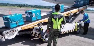 Arrival of 25 boxes of Johnson and Johnson’s Jassen Vaccine and 2 boxes of Astrazeneca vaccines at the Iloilo International Aiport, July 19,2021. Photo credits: CAAP Iloilo International Airport