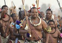 Pro-democracy protests continue to rock Eswatini kingdom in South Africa In this file photo Eswatini's King, Mswati III (front), dances during a Reed Dance in Mbabane. Pro-democracy activists in the country previously known as Swaziland, vowed on Tuesday to intensify demonstrations against the monarchy until it makes democratic reforms and unbans all opposition parties. AP FILE PHOTO/THEMBA HADEBE