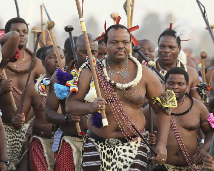 pro-democracy-protests In this file photo Eswatini's King, Mswati III (front), dances during a Reed Dance in Mbabane. Pro-democracy activists in the country previously known as Swaziland, vowed on Tuesday to intensify demonstrations against the monarchy until it makes democratic reforms and unbans all opposition parties. AP FILE PHOTO/THEMBA HADEBE