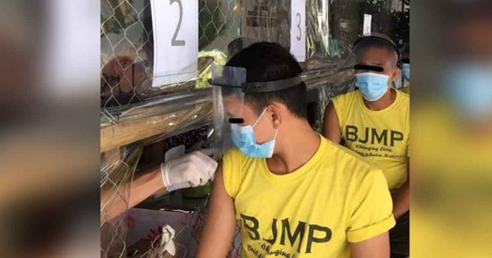 A person deprived of liberty gets vaccinated at against coronavirus disease 2019 at the Iloilo City District Jail Male Dormitory in Barangay Ungka, Jaro, Iloilo City. ILOILO CITY DISTRICT JAIL MALE DORMITORY