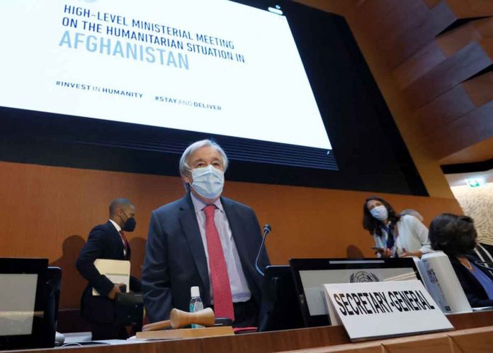 W-1 UN secretary-general Antonio Guterres arrives to attend an aid conference for Afghanistan at the United Nations in Geneva, Switzerland, on September 13, 2021. REUTERS/DENIS BALIBOUSE