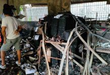 Fire hits Bacolod school One of the three classrooms razed by fire in Mansilingan Agro-Industrial High School in Barangay Mansilingan, Bacolod City on Tuesday. PHOTOS BY ADRIAN BOBE