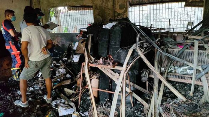 bacolod-fire One of the three classrooms razed by fire in Mansilingan Agro-Industrial High School in Barangay Mansilingan, Bacolod City on Tuesday. PHOTOS BY ADRIAN BOBE