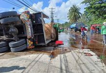 ‘Trike’ vs truck: 1 killed, 1 hurt A dump truck fell on its side in Barangay 1, San Carlos City, Negros Occidental. A tricycle driver died. The accident happened around 8:37 a.m. on Aug. 31, 2021. SAN CARLOS CITY POLICE STATION/NOCPPO