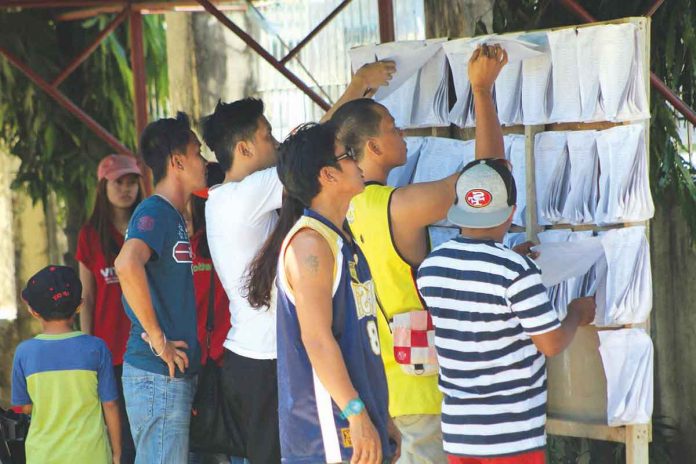region-aklan-comelec People in Kalibo, Aklan check if their names are in the Commission on Elections’ official list of registered voters, in this file photo. FILE PHOTO