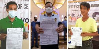 Reelectionist Mayor Jerry Treñas (center) of Iloilo City has two challengers – radio blocktimer Salvador “Jun” Capulot (left) and trisikad driver Vicente Ang.