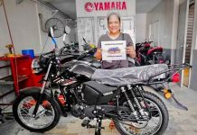 1st Sorpresaya winner of a brand new motorcycle, Jocelyn Vargas of Valenzuela City