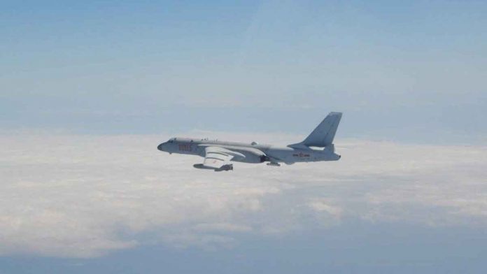 taiwan A Chinese jet bomber is seen following the incursion of 52 planes into Taiwan’s air defense identification zone. EPA
