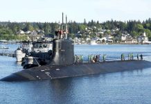 US submarine hits unknown object in South China Sea The USS Connecticut pictured leaving a port in 2018. GETTY IMAGES