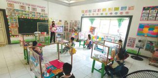 Learners observe physical distancing while attending classes at the Oxmont Memorial Academy in Calinog, Iloilo.