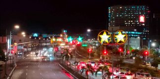 Christmas lanterns dazzle along the Sen. Benigno Aquino Jr. Avenue (Diversion Road) in Mandurriao, Iloilo City. In this time of pandemic, the parols give hope to Ilonggos, according to the Philippine Chamber of Commerce and Industry-Iloilo. PANAY NEWS PHOTO