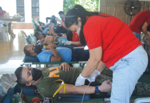 Iloilo cops donate blood Personnel of the Iloilo Police Provincial Office donate blood at their headquarters in Santa Barbara, Iloilo. PANAY NEWS PHOTO