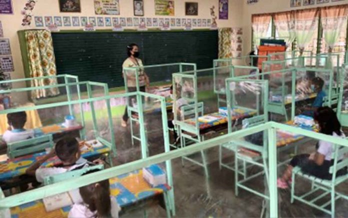 learner Plastic barriers are installed in between seats of learners of the Laserna Integrated School in Nabas, Aklan to ensure safe physical distancing. A total of 224 learners from Kindergarten to Grade III are joining limited face-to-face classes that started on Nov. 15, 2021. CONTRIBUTED PHOTO, PNA