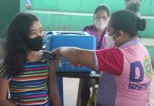 An eligible young resident of Patnongon, Antique is being vaccinated against coronavirus disease during the first round of “Bayanihan Bakunahan” from Nov. 29 to Dec. 1. 2021. PHOTOS FROM PATNONGON LGU