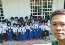 Teacher Argy Catolin with the 26 learners of the Aglonok Primary School in Barangay Aglonok, Calinog, Iloilo.  