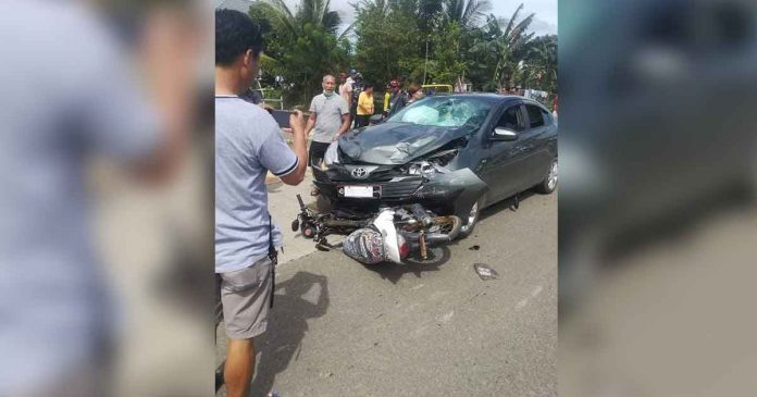The result of this collision between a motorcycle and a car in Cuartero, Capiz was fatal to the motorcycle drive. PHOTO BY DYVR RMN ROXAS