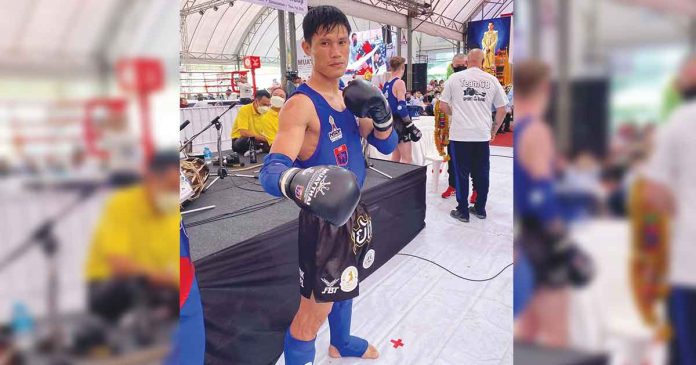 muay-thai Philip Delarmino has earned the opportunity to represent the country in the World Games 2022 in Birmingham, Alabama. PHOTO COURTESY OF MUAY THAI ASSOCIATION OF THE PHILIPPINES
