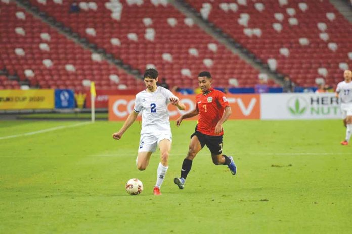 sports-azkals The Philippine Azkals’ Jesper Nyholm prepares to kick the ball. AFF PHOTO