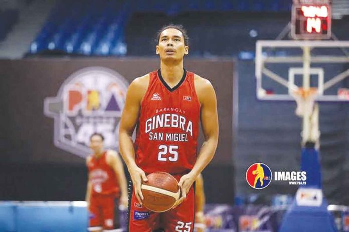sports-gin Japeth Aguilar has been with Barangay Ginebra since 2013 after acquiring him in a trade with GlobalPort Batang Pier (now NorthPort Batang Pier). PBA IMAGES