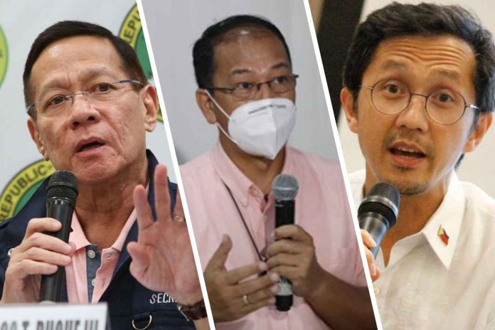 covid-taskforce-execs (from left to right) Duque, Galvez and Dizon.