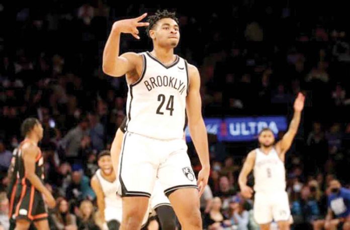 sports-brooklyn Brooklyn Nets rookie Cameron Thomas drilled 16 of his 21 points total in the fourth quarter to lead his squad to a come-from-behind win over New York Knicks. AP PHOTO