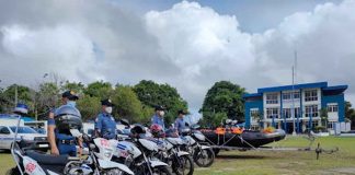 A dispatch ceremony at Camp Pastor Martelino in Kalibo, Aklan to check the capability, competency, and operational readiness of policemen for the May 9 elections. PHOTO Aklan PNP