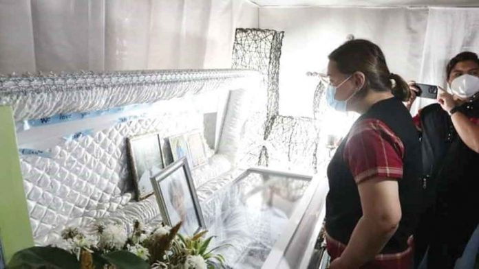 front-adrian-sara Vice President-elect Sara Duterte-Carpio visits the wake of supporter Fredrick Mark Bico Alba in San Jose de Buenavista, Antique on Wednesday, hours before her proclamation. PHOTO BY THE PROVINCE OF ANTIQUE