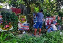 ‘Limpyo Eleksyon’ collects 2,900 kg campaign waste Campaign posters are being removed from a fence in Pavia, Iloilo. The provincial government has ordered an Iloilo-wide post-election cleanup. PHOTO BY MITZI PEÑAFLORIDA