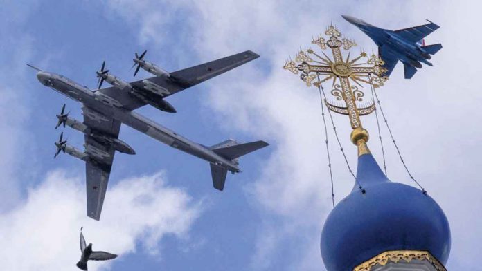 russia Rehearsals for this year’s victory parade took place in the sky over Moscow on Wednesday. REUTERS
