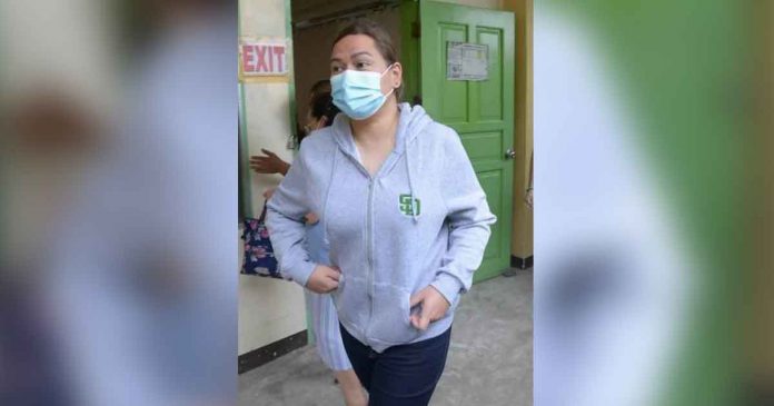 Vice presidential aspirant and Davao City mayor Sara Duterte arrives at the polling center at Daniel R. Aguinaldo National High School to cast her vote. BING GONZALES ©PHILIPPINE DAILY INQUIRER 2022