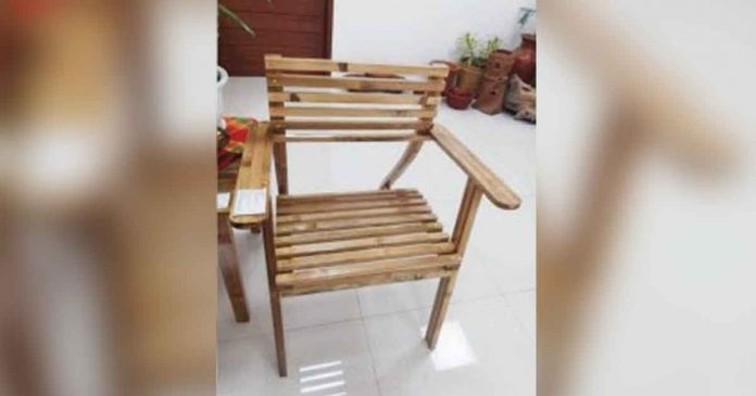 A baby chair made of engineered bamboo by the University of Antique (UA) Bamboo Center is seen at the Antique Trade and Tourism Fair at the newly renovated capitol building in San Jose de Buenavista. ENGINEERED BAMBOO
