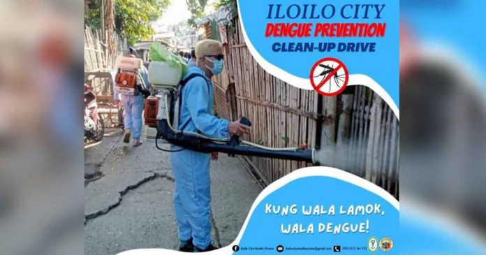 iloilo An Iloilo City government personnel uses a fogging machine to get rid of dengue mosquitoes. City hall has alerted barangays especially with several dengue cases to conduct preventive measures against the disease caused by mosquitoes. Mayor Jerry Treñas encourages people to continue regular cleanup activities in villages. ILOILO CITY GOV’T PHOTO