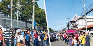 Stranded commuters at the transport terminal in Barangay Tagbak (right) and the Ceres bus terminal (left) in Barangay Buhang both in Jaro district wait for jeepneys that would take them to Iloilo City.
