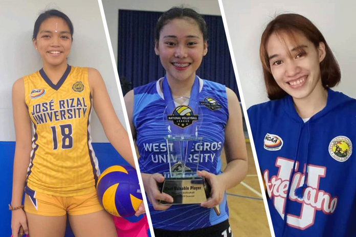 wv-athletes Aklanon Jonazel Egera and Bacolodnons Joan Doguna and Trina Marice Abay were among the Western Visayas-based volleybelles in NCAA Season 97. Facebook Photos.
