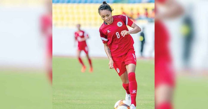 aff Sarina Bolden is the difference maker in the Philippine women’s football team’s upset win over Australia. PHOTO COURTESY OF PHILIPPINE WOMEN’S FOOTBALL TEAM FACEBOOK PAGE