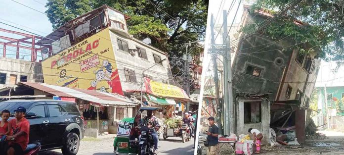 front-quake-pic-and-caption The office of Abra’s Cong. Ching Bernos shares photos of tilting buildings after a 7.3-magnitude earthquake struck northern Luzon yesterday morning.
