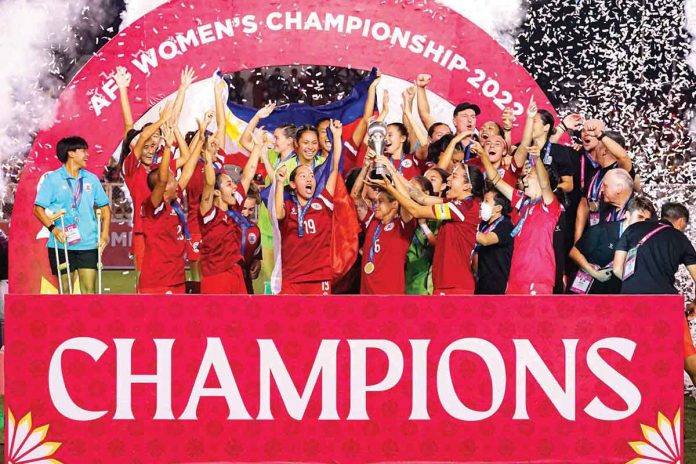sports-filipinas Filipinas are crowned champions of the 2022 AFF Women’s Championship following their 3-0 victory over Thailand on Sunday night. AFF PHOTO