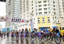 BRAVING THE RAIN. Bikers who participated in the Criterium Race (Mountain Bike Category) ignore the rain to showcase their biking prowess. Photos by Arniel John Palcullo and Iloilo Business Park FB page and Mayor Jerry Treñas FB page