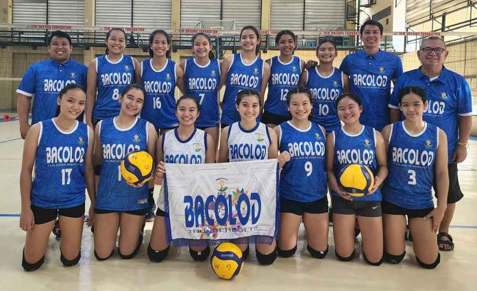 sports-team-pic-and-caption Team Bacolod City-Thunderbolts bagged the championship in the women’s category of the 1st Mayor Mac & Tata James Inter-Cities/Municipalities Invitational Volleyball Tournament. PHOTO COURTESY OF JOSE MONTALBO